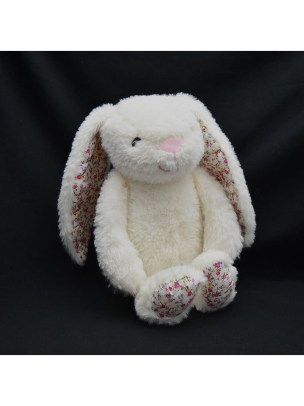 Kellytoy K Luxe Baby Bunny Plush Rattle Crinkle Ears Pink White Floral Lovey